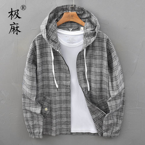 复古条纹连帽文艺休闲夹克