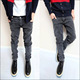 潮牌牛仔裤 潮流铅笔裤 男修身 加绒休闲长裤 秋冬季 韩版 小脚裤 子男士