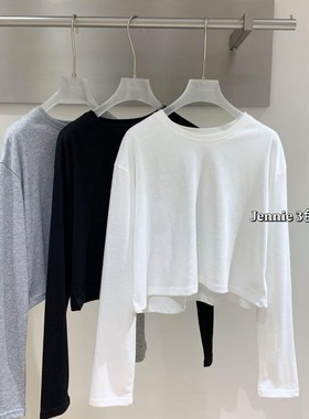 Jennie风小上衣米白/黑色/灰色长袖上衣 5169-0907-20