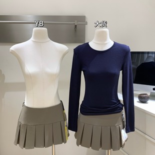糯糯垂感灰色/黑色/藏青色/茶驼色/藏青格子百褶裙5162-0907-20