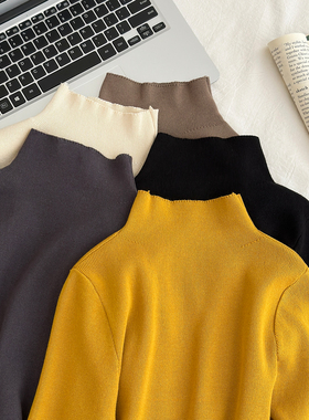 红人馆黑色针织衫女2025新款秋季穿搭修身内搭上衣设计感小众毛衣