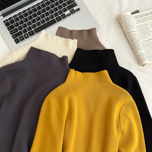 红人馆黑色针织衫女2025新款秋季穿搭修身内搭上衣设计感小众毛衣