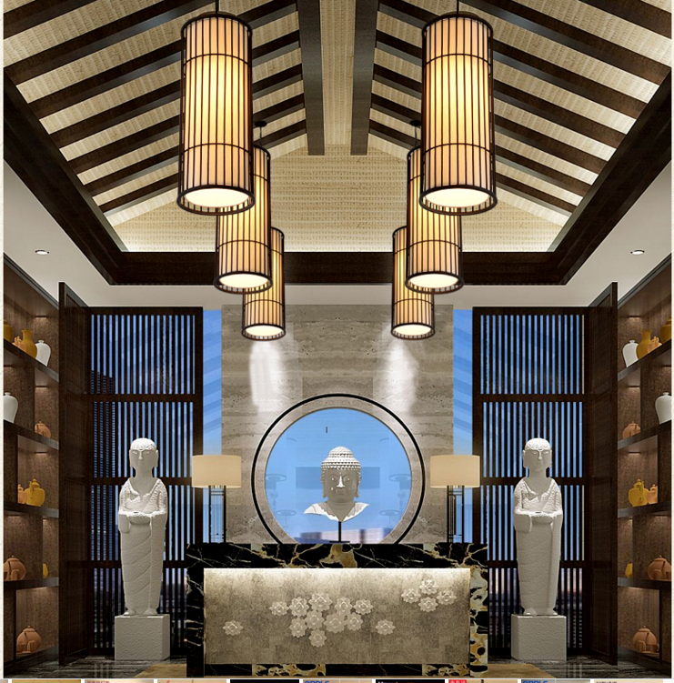 新中式火锅店吊灯中国风铁艺餐桌