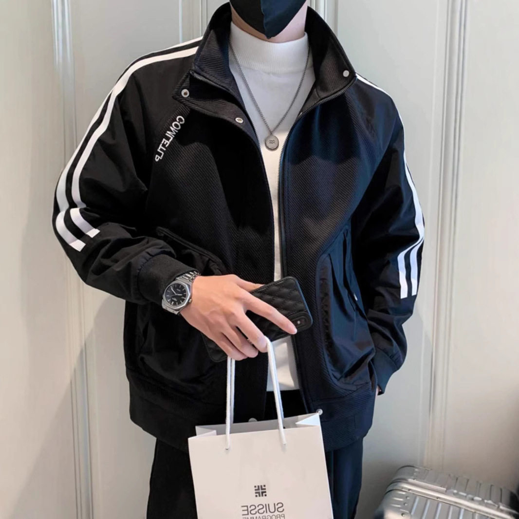 春秋男士立领修身潮牌夹克