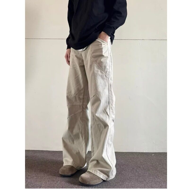 美式高街水洗宽松直筒工装裤男