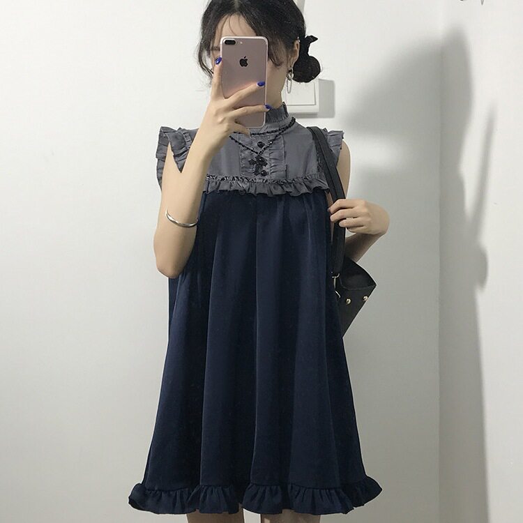 日系cos小个子无袖连衣裙