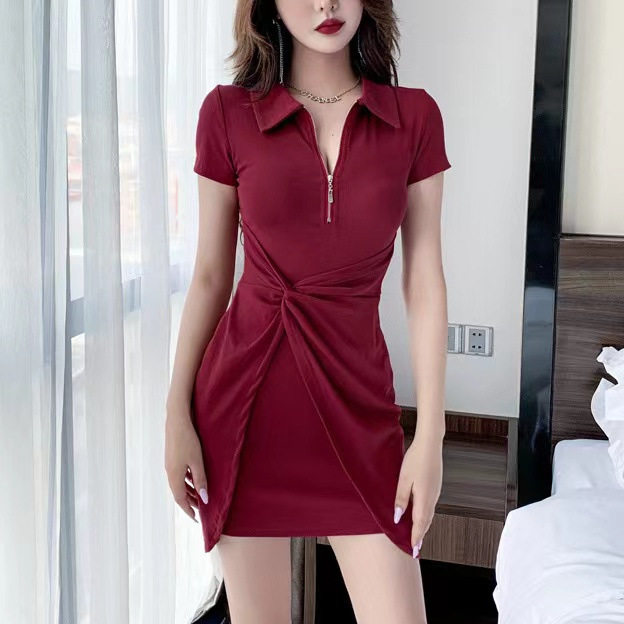 设计感不规则短袖连衣裙女夏季