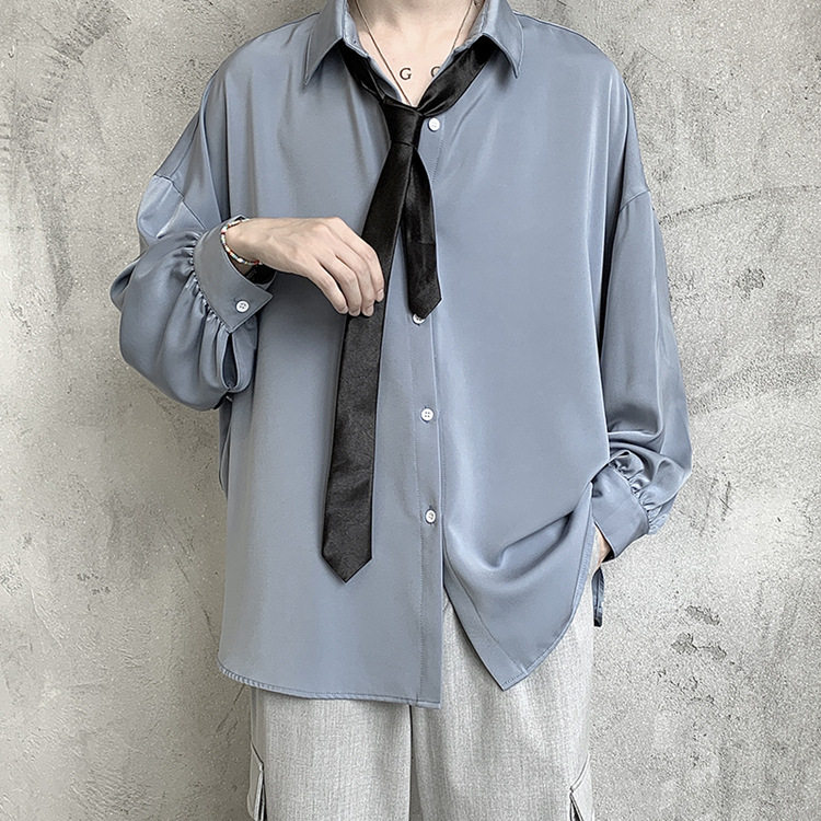 韩系痞帅男宽松坠感西装衬衫