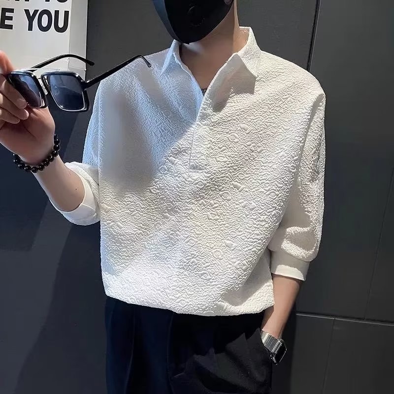 春季男士ins百搭短袖印花衬衫