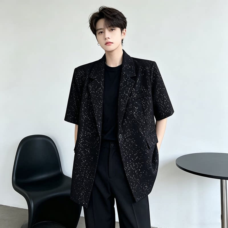 春夏高级感满天星男短袖西装外套
