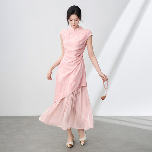 新中式改良旗袍连衣裙温婉假两件