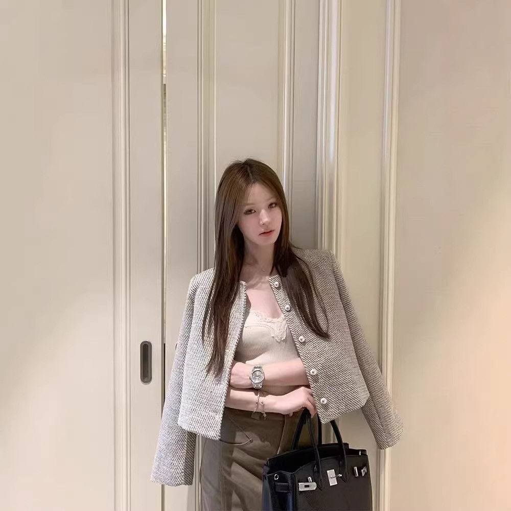 春季小香风短外套女显瘦小个子
