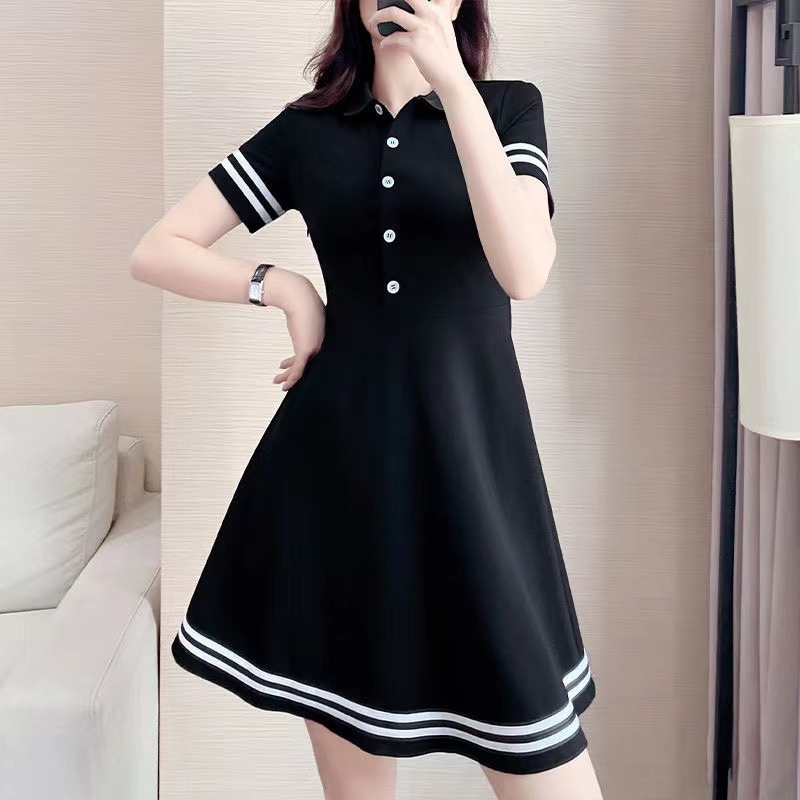 高尔夫裙女夏短袖连衣裙韩版中长