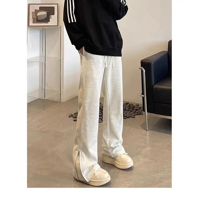 秋冬潮牌拉链嘻哈高街微喇卫裤男
