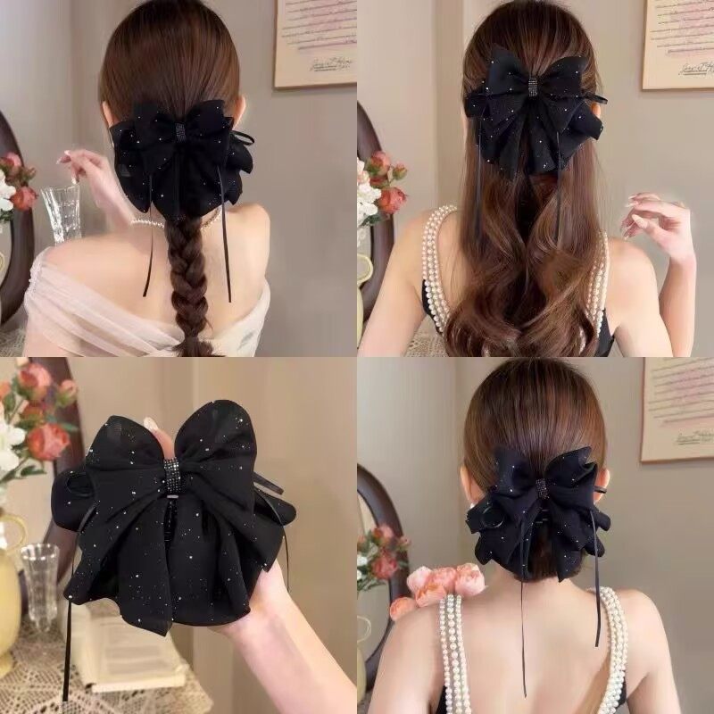 韩式网纱星空碎钻蝴蝶结马尾抓夹女后脑勺盘发鲨鱼夹气质发夹头饰,饰品/流行首饰/时尚饰品新,民族风发饰,淘宝优惠券,粉丝福利购,淘宝优惠卷