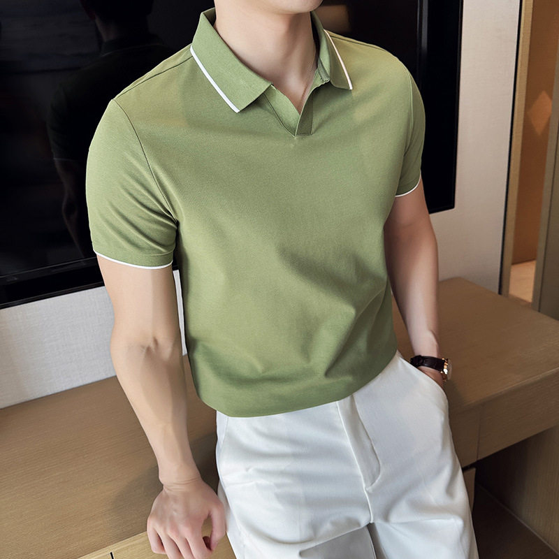 夏季丝光珠地棉男士短袖Polo衫