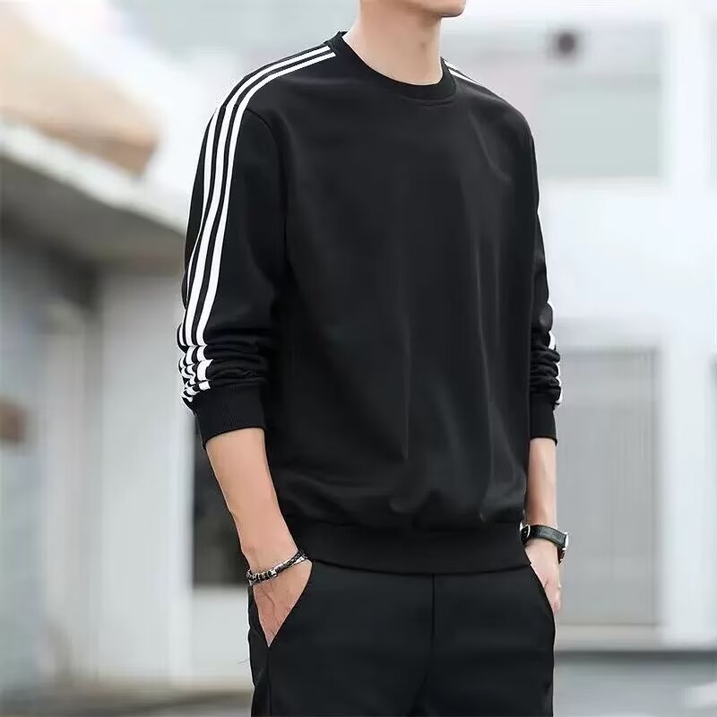 三条杠秋季男士韩版圆领卫衣