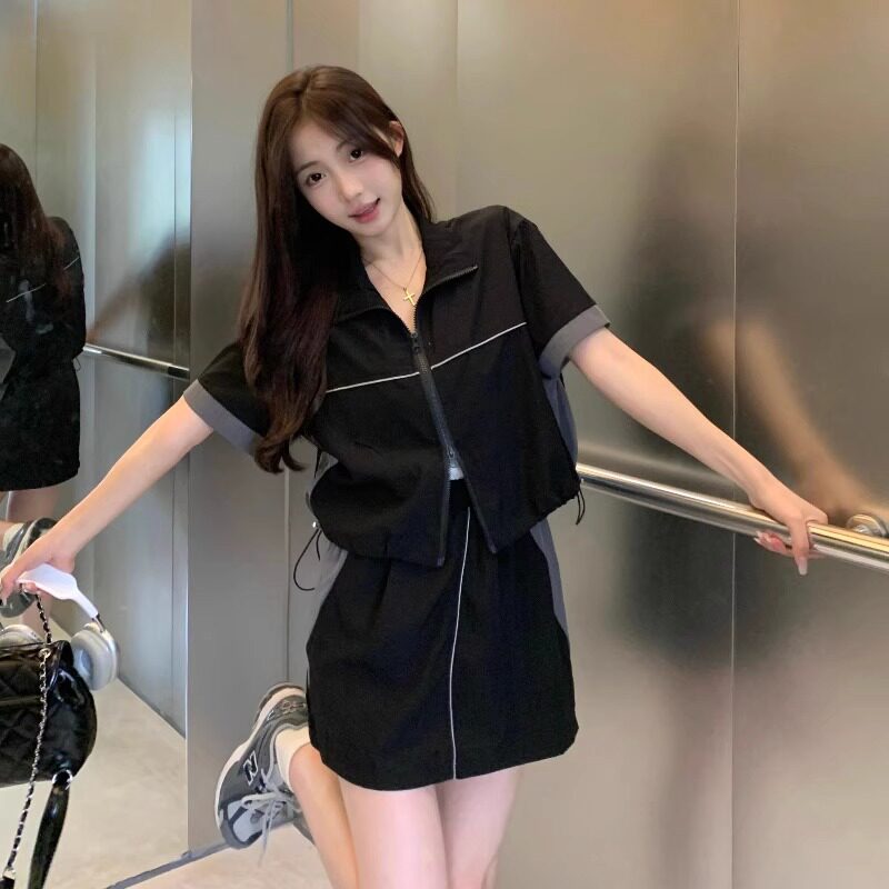 大码女装夏季搭配一整套微胖mm巨显瘦休闲时尚炸街又飒又a套装裙