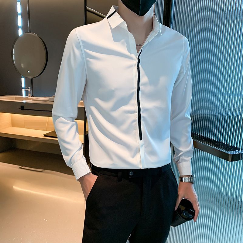 高级感男士长袖痞帅发型师衬衫