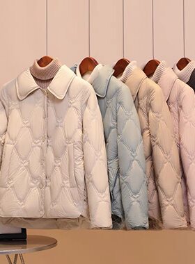 薄款羽绒服女款2026年新款菱格爱心轻薄秋冬季小个子白鸭绒短外套