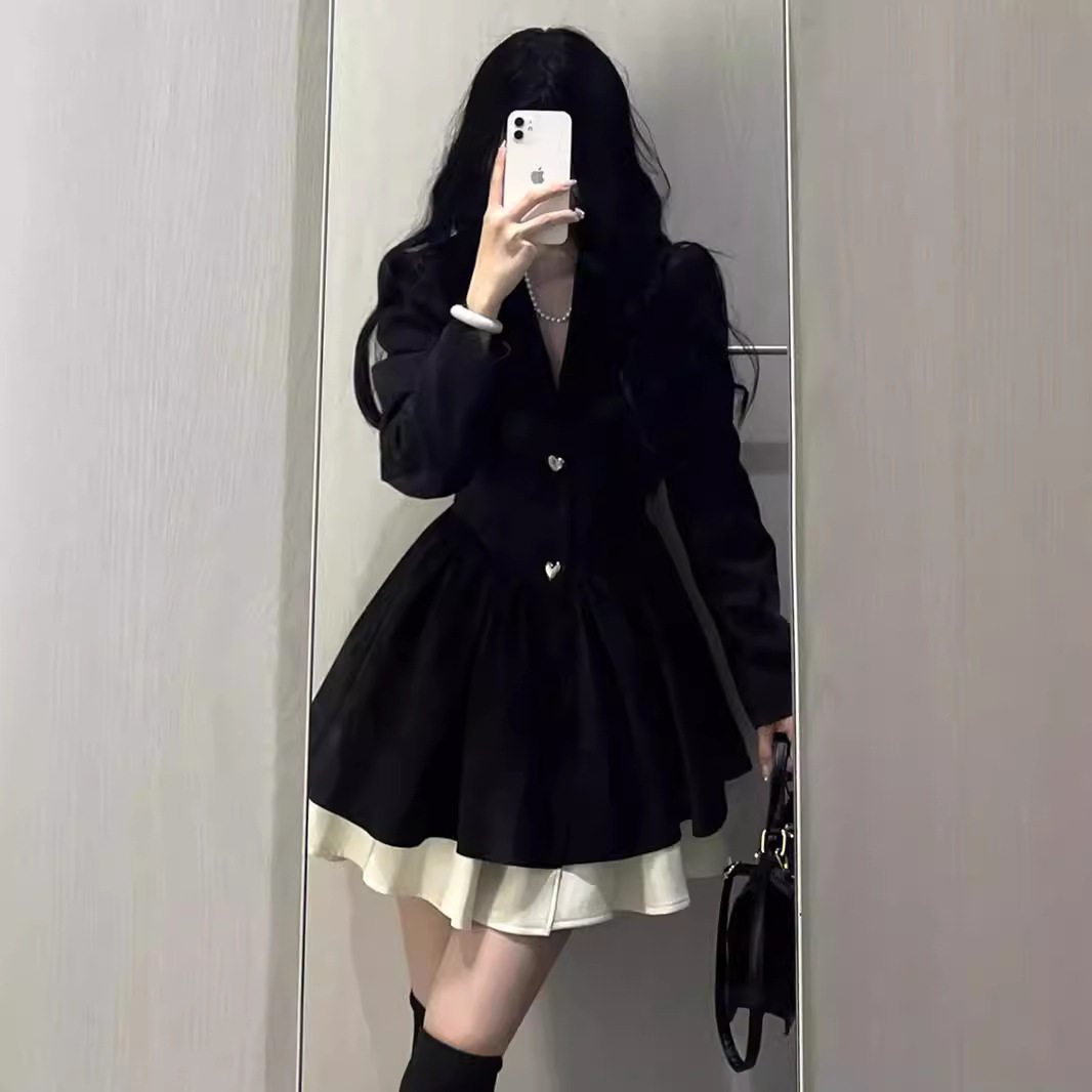 大码女装胖mm西装连衣裙小个子