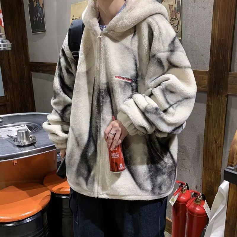 冬季男韩版羊羔毛连帽宽松棉衣