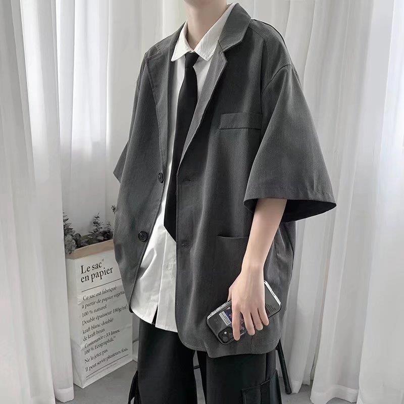 夏季轻熟风七分袖男士西服套装