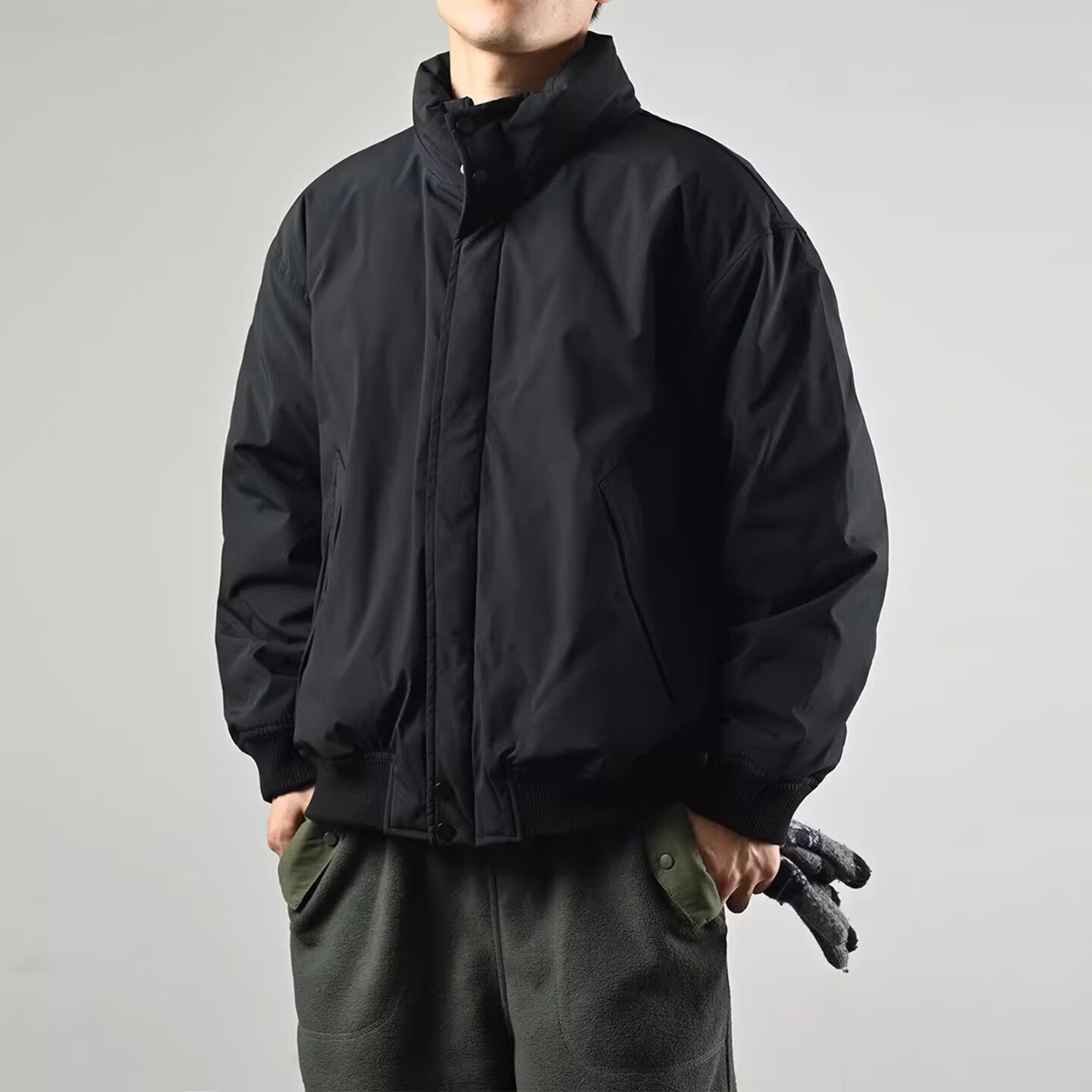 2026冬季新款复古哈灵顿羽绒棉服男潮牌高街宽松休闲百搭棉衣外套