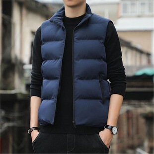 男士新款加厚坎肩潮流羽绒棉服马甲帅气背心外穿外套男式秋冬季