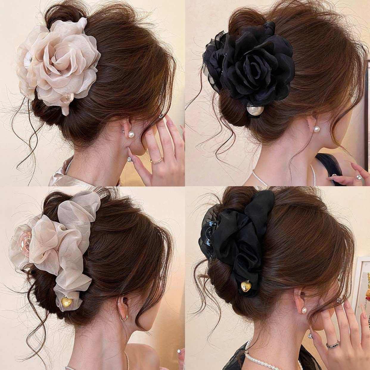 温柔花朵珍珠抓夹女2025新款高级感气质后脑勺盘发鲨鱼夹小众百搭,饰品/流行首饰/时尚饰品新,民族风发饰,淘宝优惠券,粉丝福利购,淘宝优惠卷