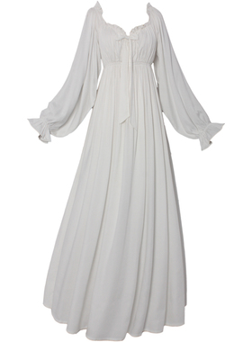 春秋帝政风复古宫廷睡裙长袖纯棉睡衣古董裙可爱甜美全棉家居服