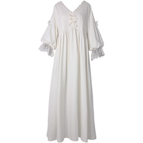 纯棉春秋甜美睡裙家居服可爱睡衣