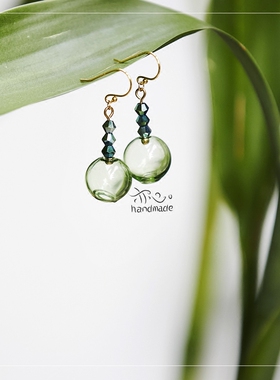 Bubble亦心handmade原创手工制作琉璃泡泡星球圆形耳坠耳钩无耳洞