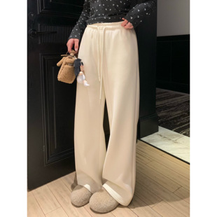 Halonini 返场加色 陪你过冬加绒保命裤百搭白色慵懒直筒休闲裤冬
