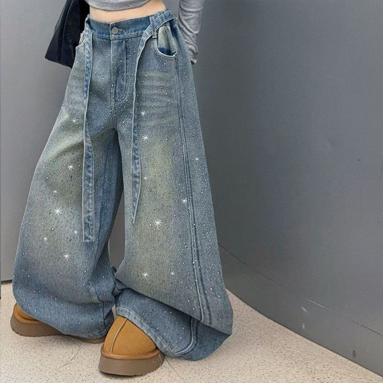 女童加绒烫钻满天星牛仔裤套装2025新款秋冬上衣加厚直通裤两件套,童装/婴儿装/亲子装,套装,淘宝优惠券,粉丝福利购,淘宝优惠卷