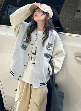 韩版学院风女童春秋棒球夹克