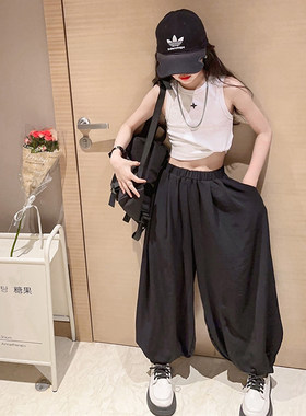 女童2026夏季背心嘻哈灯笼裤套装