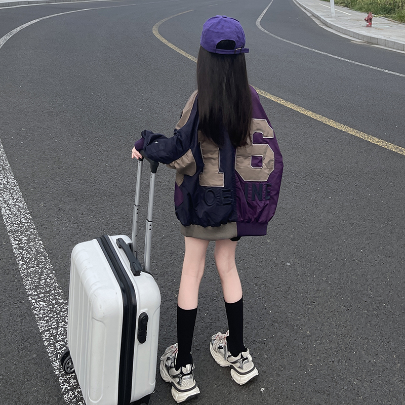 韩版撞色童装春秋装2025男童棒球服外套夹克衫宽松上衣女童开衫潮