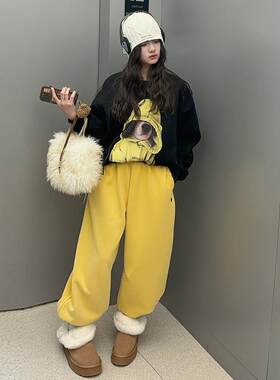 女童加绒卫衣套装秋冬新款