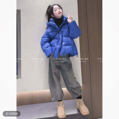 冬季女童连帽加厚短款羽绒服