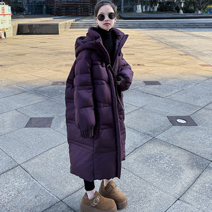 儿童装女童冬装加厚中长款羽绒服外套2025新款中大童女孩冬季洋气