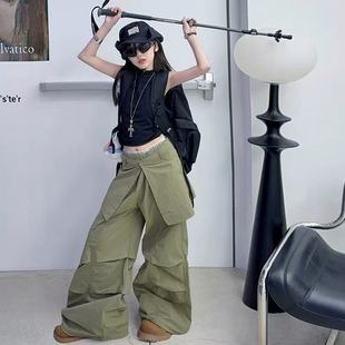 子爵士舞套装 女童美式 2026新春街舞运动百搭宽松休闲长裤 裤 工装