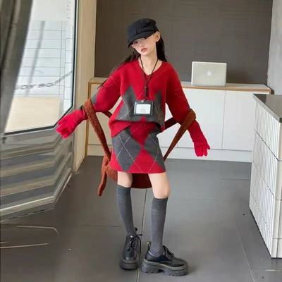 女童针织连衣裙套装秋冬款