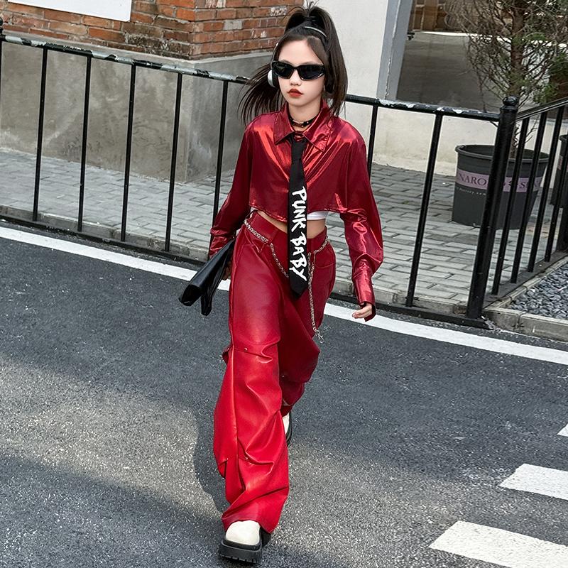 女童街舞服春秋新款少儿嘻哈爵士舞蹈表演服小学生元旦演出服潮酷
