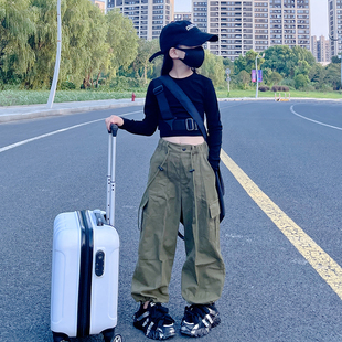 褲 長袖 洋氣童裝 女大童秋季 2025春秋新款 打底衫 女童工裝 兩件套 套裝