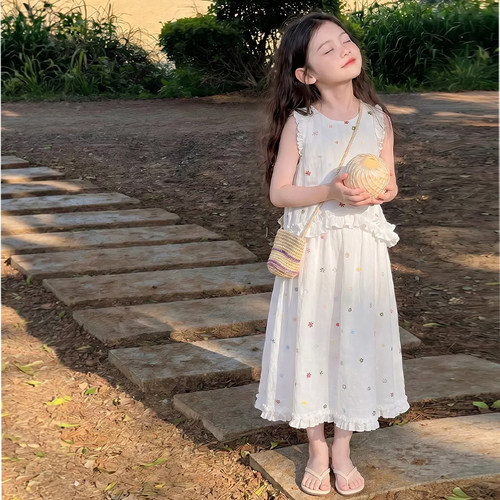 女童夏季甜美韩系背心裙2件套
