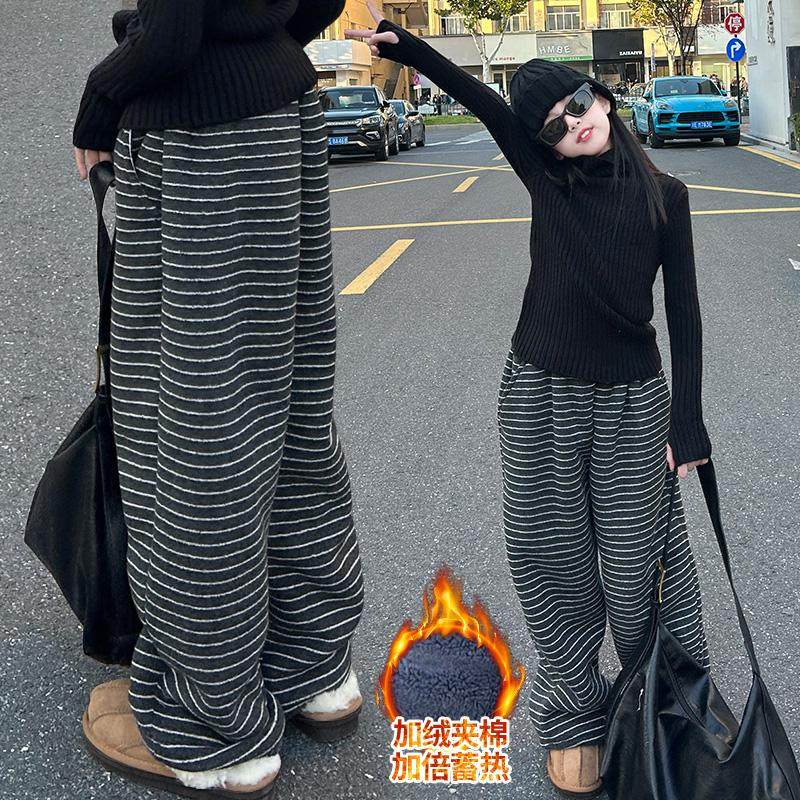 女童冬季加绒裤子一体绒休闲运动长裤2025冬季新款洋气时髦条纹裤,童装/婴儿装/亲子装,裤子,淘宝优惠券,粉丝福利购,淘宝优惠卷
