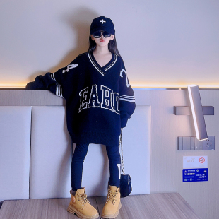 女童毛衣春秋款洋气韩版儿童套头外穿宝宝秋装宽松针织衫上衣外套