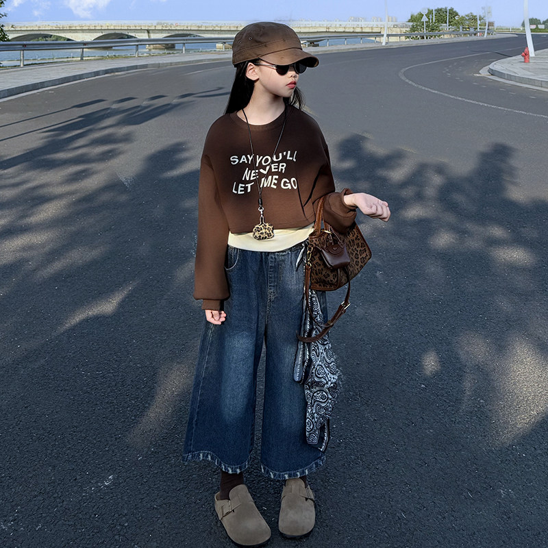 女童牛仔裤2025新款儿童春秋装阔腿裤中大童女孩秋季休闲八分裤子,童装/婴儿装/亲子装,裤子,淘宝优惠券,粉丝福利购,淘宝优惠卷