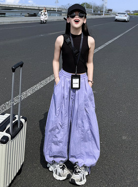女大童夏薄束脚防蚊灯笼长裤